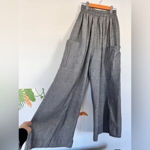 Amazing Flowy Bello Gray Wide-Leg Pants with Pockets. Made in Italy